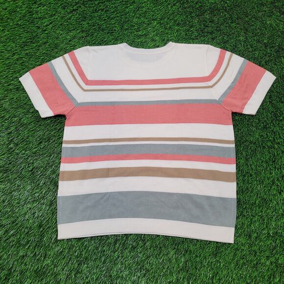 VTG 70s Striped Knit Sweater Tee Womens L Retro Preppy USA - Picture 4 of 6